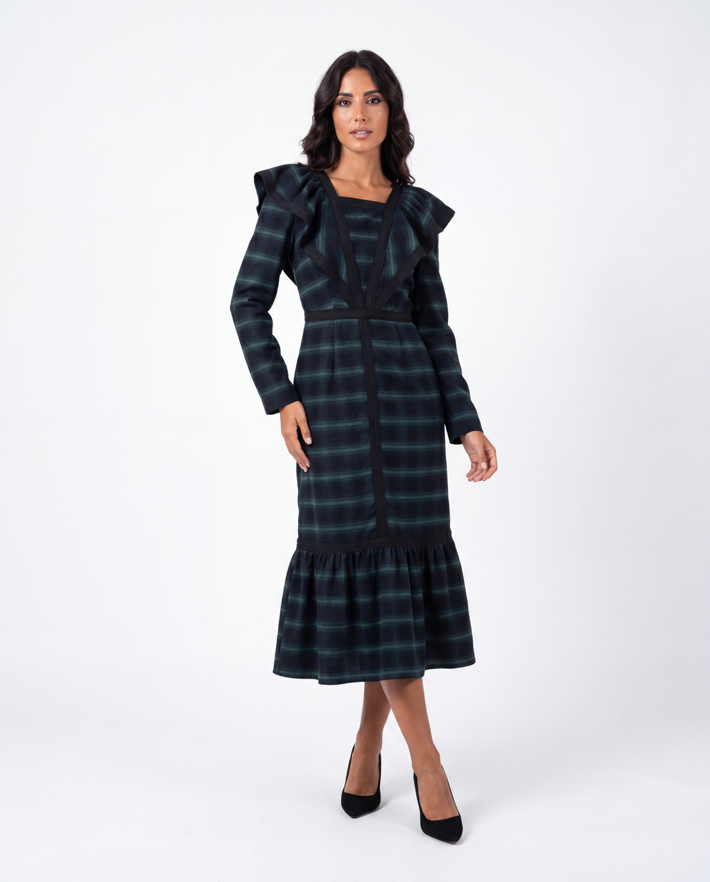 Emeraude - long sleeve midi dress