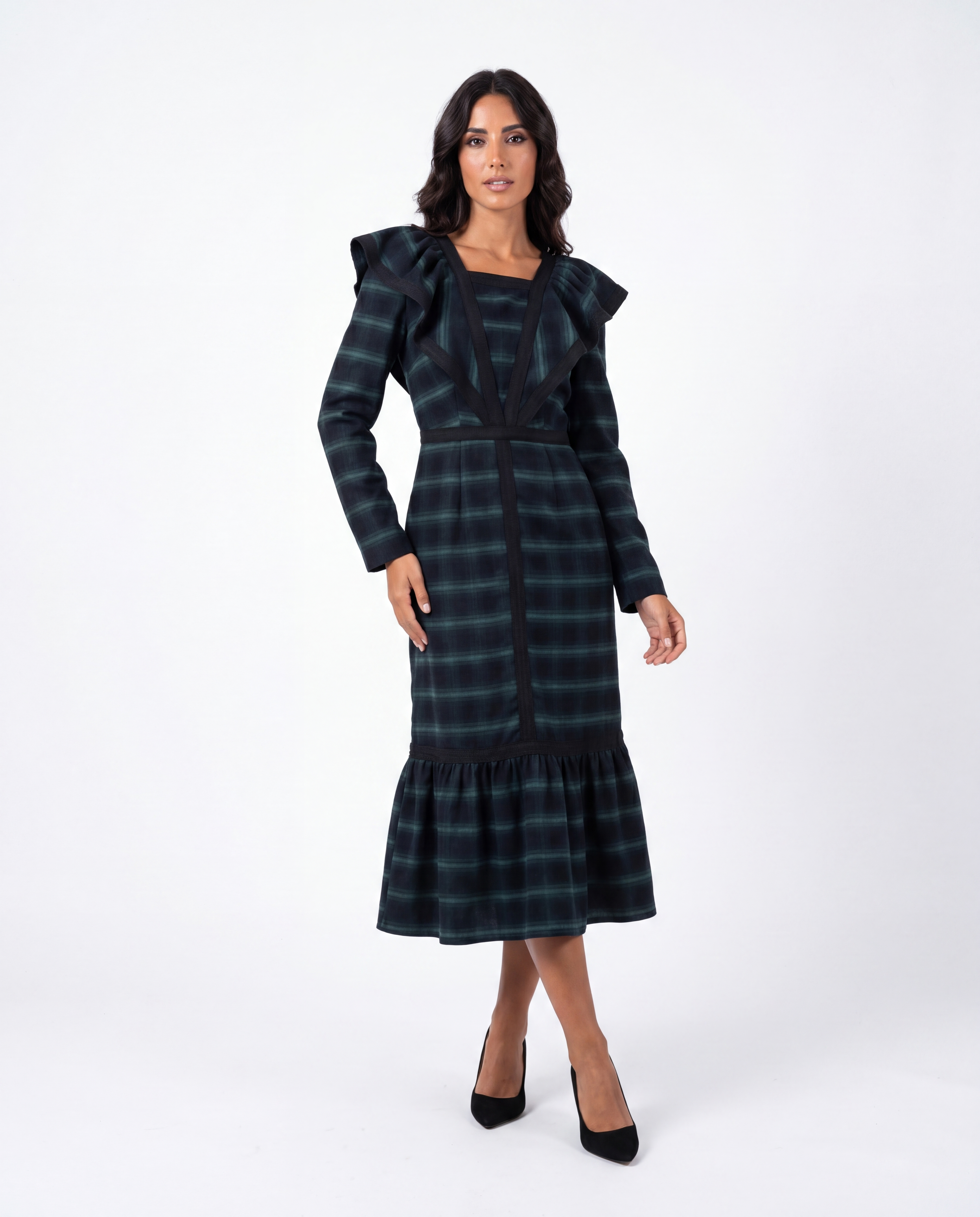 Emeraude - long sleeve midi dress