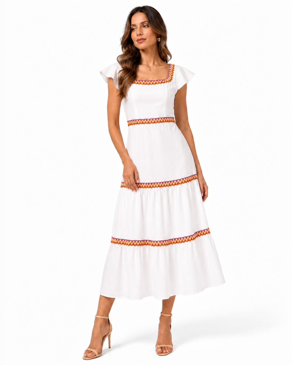Mariluz - Short sleeve maxi dress white