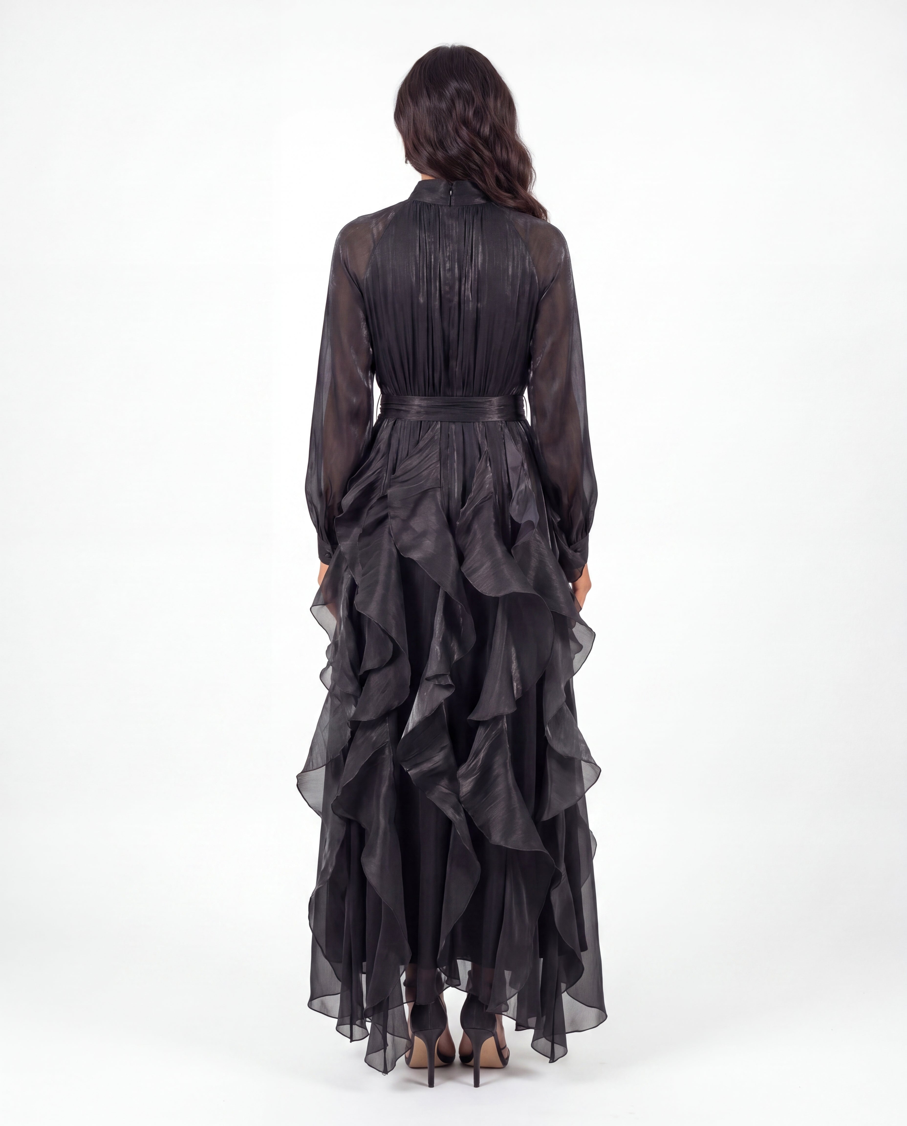 Olivia - Black maxi dress with sleeves