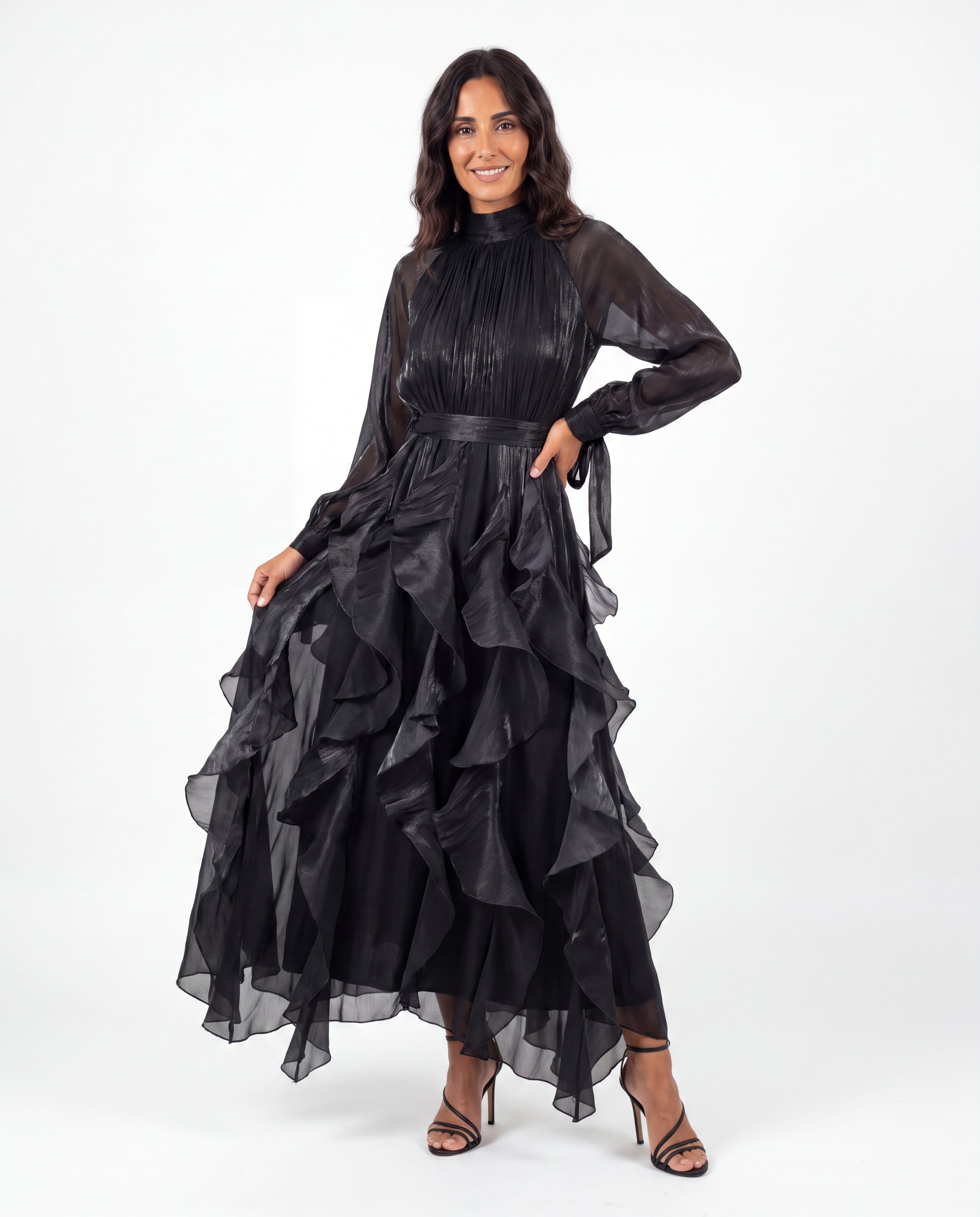 Olivia - Black maxi dress with sleeves