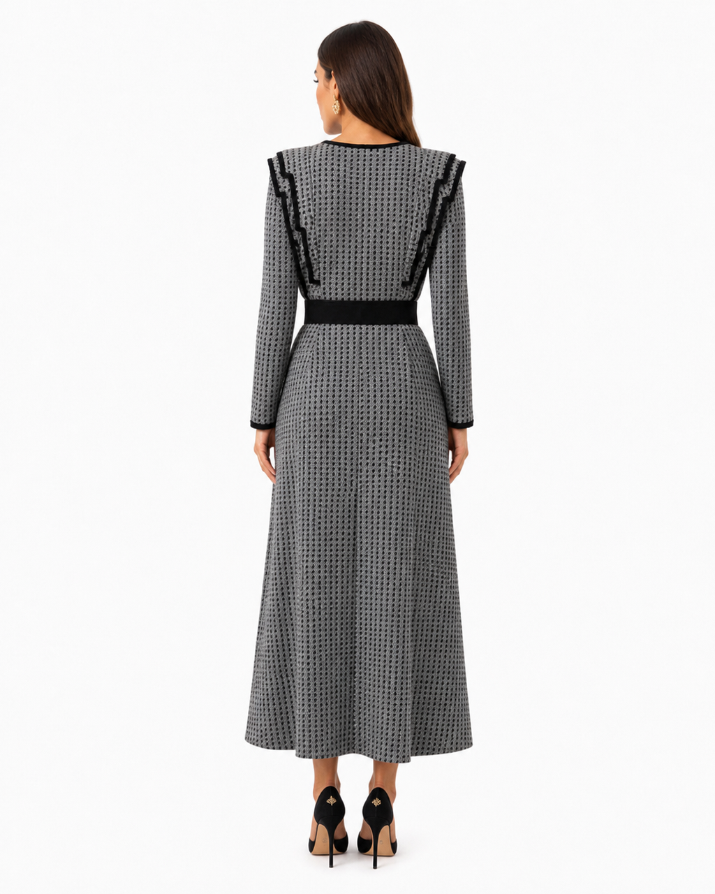 Valentina - Grey long sleeve maxi dress